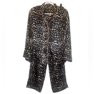 PINK K— Satin PJ Set, leopard pink/black, size Small